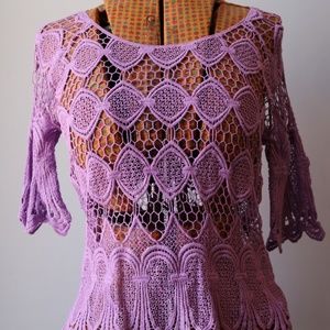 BRAND NEW! Purple Boho Lace Top NWT